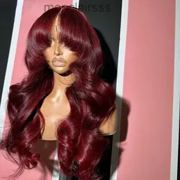 Red Color Body Wave Lace Front Wig Human Hair Wigs With Bangs Glueless Lace Frontal Wig Pre Plucked Cheap Hair Synthetic Wigs On Sale0PKS 0PKS