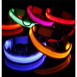 Colares de cachorro Leashes USB LED Nylon Dog Collars Cat Harness Piscando Light Up Night Safety Pet Collar MTI Cor SXL Tamanho Christmas3616 Dh2Ih