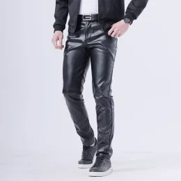 Pants Casual Men's Synthetic PU Leather Pants Fashion Long Pants Nightclub Stage Performance Slim Fit Trousers