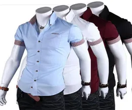 1 Pcs 2019 Summer New Fashion Solid Mens Slim Short Sleeve Cotton Shirt Casual Short Sleeve Business Dress Shirt Work Fit Male6058770