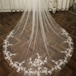 Luxury Long Bridal Ivory Women Floral Lace Appliques 3m Wedding Veil