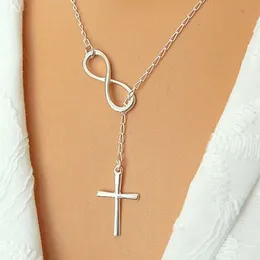 Whole-N606 Personalità Infinity Cross Lariat Collane con ciondolo Collana europea collares placcata argento Collana per sempre fede189j