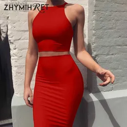 Платья ZHYMIHRET 2018, сексуальный летний комплект из двух предметов, укороченный комплект-футляр, бандажное платье без рукавов, Vestidos femme ete 240302