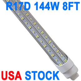 Żarówki LED 8 stóp, 2 szpilki, 144 W 6500K, T8 T10 T12 LED LED, 8 -metrowe żarówki LED w celu wymiany światła Fluorescencyjnego R17D Light