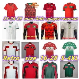 2023 2024 Morocco Soccer Jerseys Hakimi 팬 플레이어 Tissoudali 22 23 24 Ziyech Adli Ez Abde Aguerd Onahi Amrabat Saiss 1994 1998 레트로 축구 셔츠 Hadda Uniform