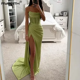 Ryanth Side Split Mermaid Evening Dresses for Women Strapless Prom Celebrity with Corset robe de 2024 240227