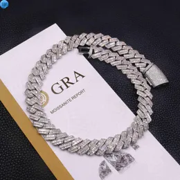 Pass Diamond Test 16mm Wide 925 Silver Cuban link Chain for Mens GRA Moissanite Diamond Hip Hop Necklace Bracelet