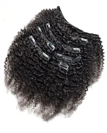 Kinky Curly Clip In Human Hair Extensions 7Pcs Set Nautral Color Clipin Full Head 7 Pcs Remy Hair 4B 4C 3B 3C6310426