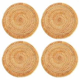 Dinnerware Sets 4 Pcs Rattan Trivets For Dishes-Insulated Pads Durable Pot Holder Table Heat Resistant Mats Kitchen