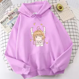 Felpe Kawaii Cardcaptor Sakura con cappuccio Donne Stampa vestiti Streetwear Streetwear Cartunone felpa con cappuccio da donna oversize abbigliamento