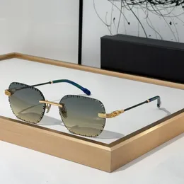 Berühmte unregelmäßige rahmenlose Diamantschliff-Linsen-Sonnenbrille für Damen und Herren, FG50133U, Unisex, randlos, geschnitzt, für den Außenbereich, Fahrbrille, modische rahmenlose Brille mit Box