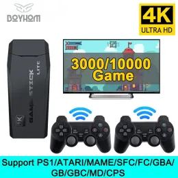 Consoles sem fio console de videogame 4K HD Display em TV Projetor Monitor Clássico Retro 64GB 10000 Jogo 2 Controlador Y3 Game Stick Lite