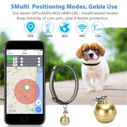 Localizzatori GPS per animali domestici Collare Localizzatore per cani e gatti GSM Localizzatore anti-smarrimento LED Dispositivo di localizzazione intelligente per cani e gatti Campanello per animali domestici intelligente