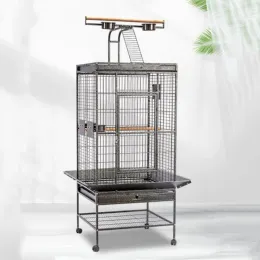 Nests 61'' Wrought Iron Bird Cage Parrot Flight Cages with PlayTop Birdcage with Rolling Stand for Parakeet Lovebirds Cockatiels Macaw