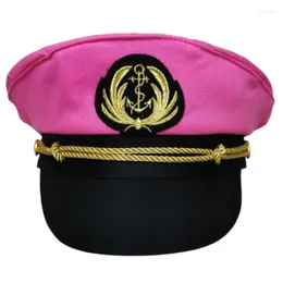 Berets Pink Captain Hat for Sailor Party Masquerade Marine Cruise