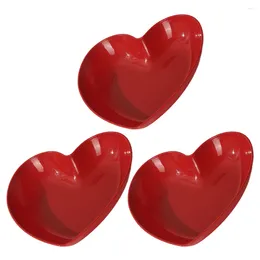 Dinnerware Sets 3 Pcs Heart Shaped Plate Loaf Pans Serving Household Storage Tray Pp Platter