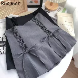 skirt Skirts Women Spring Lovely Popular Design Mini Bandage Chic Hot Korean Style Empire All Match Solid Vintage Girlish Cozy Casual