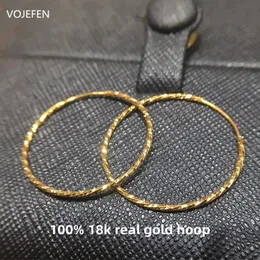 VOJEFEN 18 K Oro Puro Orecchino Cerchi Donna Originale Modello Lucido Rotondo Grandi Orecchini Pendenti e Ciondoli In Earing Cerchio Gioielleria Raffinata 240227