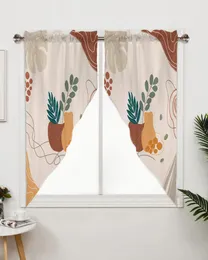 Curtain Retro Medieval Art Plant Triangular For Cafe Kitchen Short Door Living Room Window Curtains Drapes