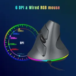 Mice Wire Right Hand Vertical Mouse Ergonomic Mouse 7200DPI Wrist Healthy Mouse H8WD