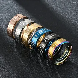 Cluster Rings Viking Alphabet Men Stainless Steel Ring Vintage Rune For Gold Color Jewelry Fashion Accessories