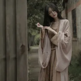 Hanfu chinês caseiro quimono seda solta vestido de fadas ladys cardigan elegante luz verão roupas femininas 240220