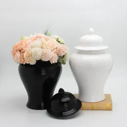 Flaschen, Keramik, allgemeiner Topf, chinesische Vintage-Ingwer-Blumenvase, Schwarz-Weiß-Lagertank, Dekorationen, Heimdekoration