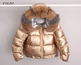 FTLZZ Winter Jacket Women White Duck Down Jacket Big Aritificial Fur Outwear Waterproof Loose Coat Thick Warm Down Parka Y2001073506363