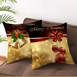 45*45cm Gold Christmas Pillow case Xmas Tree Elk Cartoon Waist Cushion Cover Car Sofa Pillowcase Home Decoration Supplies TH1343