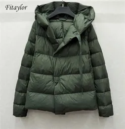 Fetaylor Nowy Winter 90 Ultra Light White Duck Down Kurtka Kobiety w dół płaszcz parkas z kapturem parkas ciepła samica śniegu 2004857852