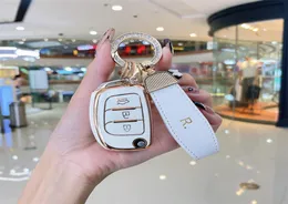 현대 IX20 IX25 IX35 I40 IX20 TUCSON ELANTRA SANTA FE SONATA HIGHEND KEYCHAIN2162214 용 TPU 자동차 원격 키 커버 케이스 쉘 FOB