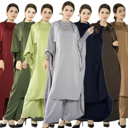 Abbigliamento etnico Set di indumenti da preghiera per donne musulmane Top con cappuccio Pantaloni Due pezzi Khimar islamico Caftano Abito hijab sopra la testa Abaya Robe Ramadan