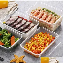 Disposable Take Out Containers 20Pcs Plastic Food Transparent Carry Packing Box Fruit Salad Lunch Bento Boxes Kitchen Fridge Storage Dht0W