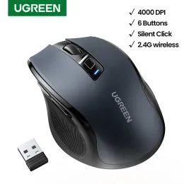 Pads Ugreen Mouse Wireless Ergonomic Mouse 4000 Dpi Silent 6 Buttons for Book Tablet Laptop Mute Mice Quiet 2.4g Mouse
