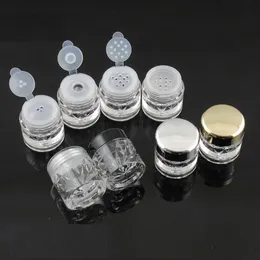 3G loose Powder Jars with Sifter Mesh Empty Diy nail glitter container Packing case Black cap Diamond shape 240229