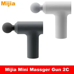 Controle xiaomi mijia mini fascia gun 2c impulso 12kg memória de engrenagem inteligente 350g portátil 2500rpm massageador de bolso de alta velocidade para homens