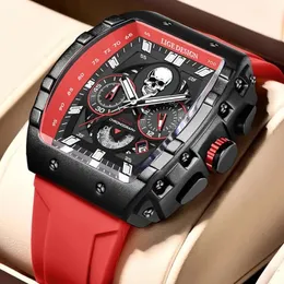 Lige Fashion Mens Watches Top Luxury Brand Waterproof Sports Quartz Chronograph Wristwatch Casual Military Skull Watch Men 240227