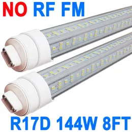 R17D 8 fot LED-ljusrör 2-stift V-formad glödlampa, 144W roterbar HO-bas T8 T10 T12 för att ersätta 8ft LED-rörljus ladugård, 14400lm kall vit 6500K, klar täckning, AC 90-277V Crestech