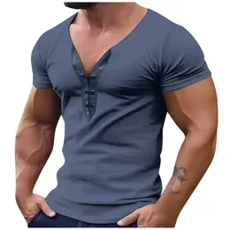 Erkekler T-Shirt Sıradan Yumuşak Fitness Yaz İnce T-Shirts Erkek Ev Kıyafetleri V Yez Kısa Kollu Soild T Shirt Erkekler için 240227