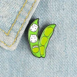 Pea baby cartoon pins brooches for women cute white kitten enamel pin green plant vegetable lapel pin badge shirt bag jewelry girl8868609