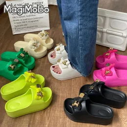 Wedge Flops Flip Sand 262 Women Heels Outside the Seaside Beach Sandals Thick-bottomed Flip-flops Outdoor Bowknot Summer Shoes 240223 Als - 262 als flops