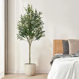 Flores decorativas 5.9ft grandes plantas de oliveira artificial falsas com vaso de seda para decoração de casa escritório sala de estar 2024302