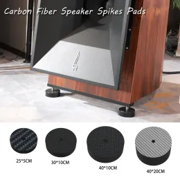 Tillbehör 4st Black Carbon Fiber Högtalarfötter Förstärkarfötter, absorbera chockförstärkare Pads Audio högtalar Anti vibrationsfötter