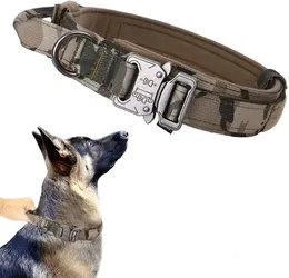 Outdoor Tactical Dog Collar Nylon Traction Rope Big Neck Thickened Durable and Livable Harness Pet Supplies 240226