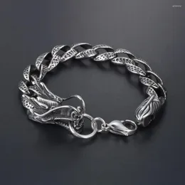 Link Bracelets Jade Angle Titanium Stainless Steel Chinese Style Dragon Bracelet Men Jewelry National Personality Hiphop Punk Gift