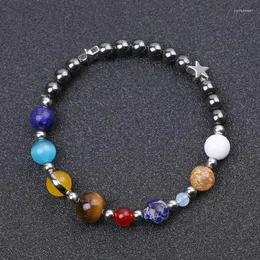 Charm Bracelets Universe 8 행성 팔찌 가디언 스타 남성 천연 적철광 구슬 여성 태양계 에너지 팔찌 보석 선물