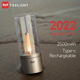 Kontroll Yeelight Candela Lamp Led Night ight Rotera för att möta rätt humör Candlelike Breathing Light Stepless Dimning 2022 Uppgraderad