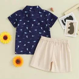 Clothing Sets Toddler Baby Boy Summer Clothes Short Sleeve Button Down Shirt Tops Solid Shorts Kids Hawaiian Outfits Set