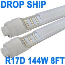 R17D 8フィート電球ライト、デュアルエンド、クリアレンズ回転可能なHOベース、270度4列LED交換用蛍光器具、T8 6000Kクールホワイト、乳白色のカバークレスチ