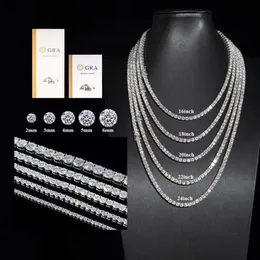 Pendant Necklaces Fine jewelry 925 sterling silver vvs moissanite tennis necklace diamond mossanite tennis chain 240302